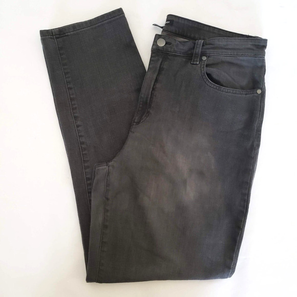 Eileen Fisher SIZE 14 Black Wash Straight Leg Organic Cotton Stretch Denim Jeans - Picture 10 of 10